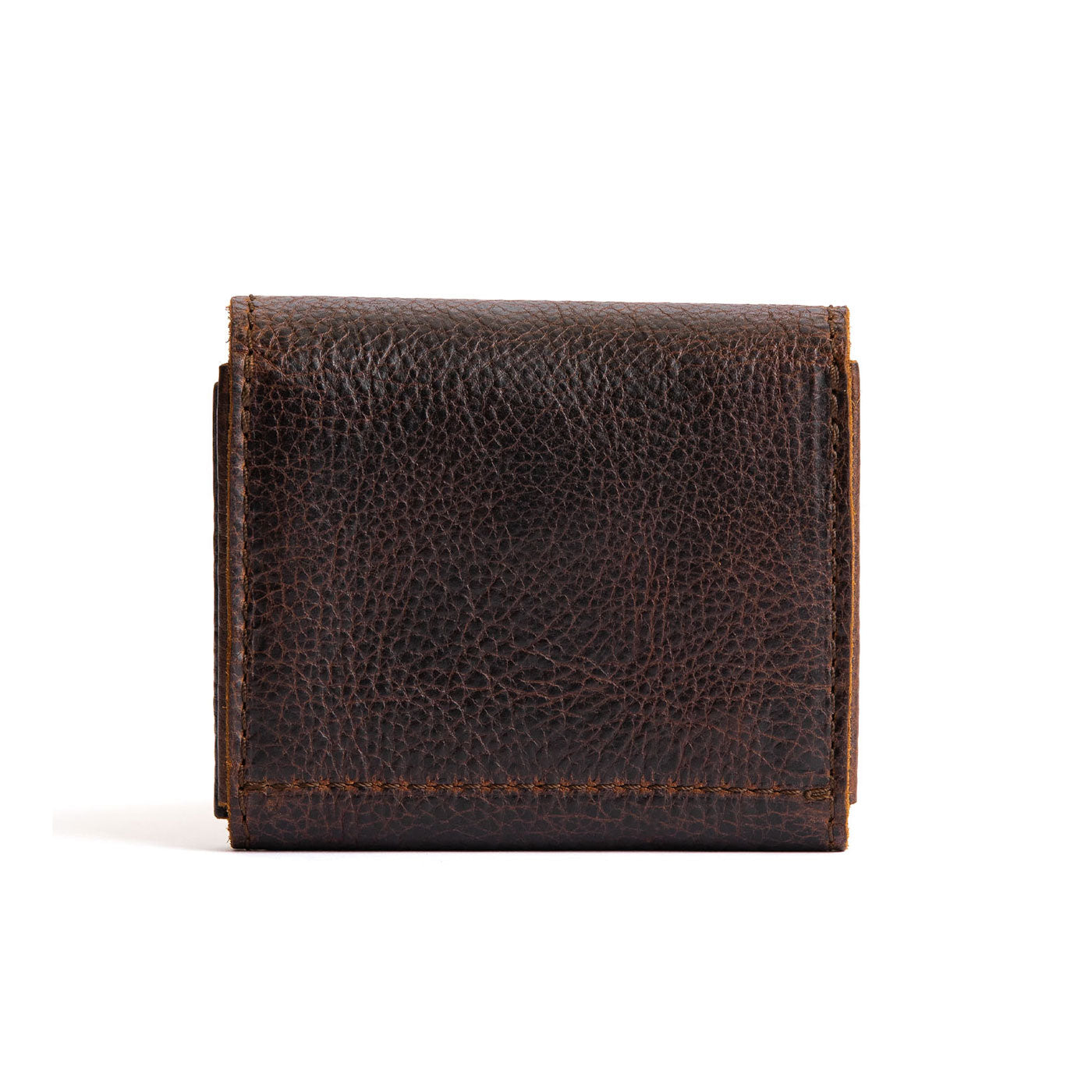 Coldbrew | Backside of compact leather wallet with snap closure 