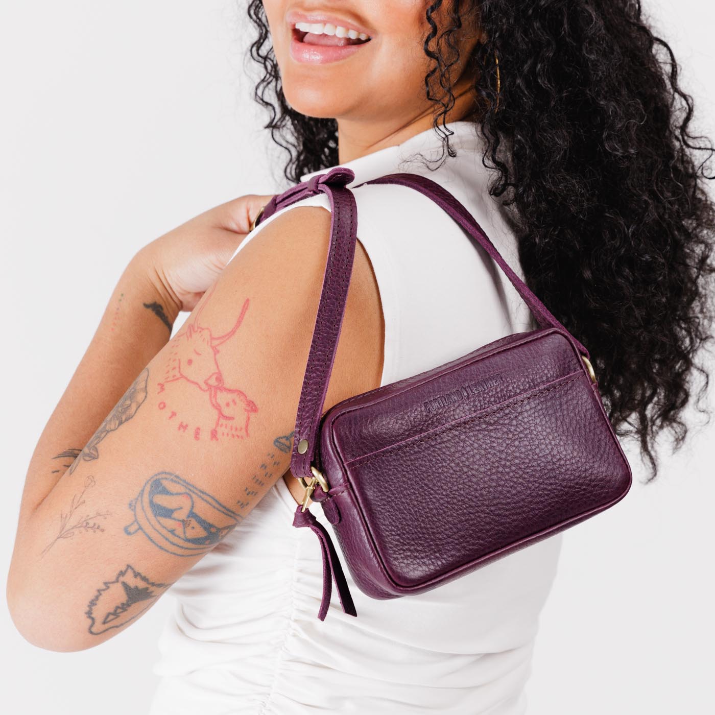 Plum Small | Petite rectangular crossbody with adjustable strap