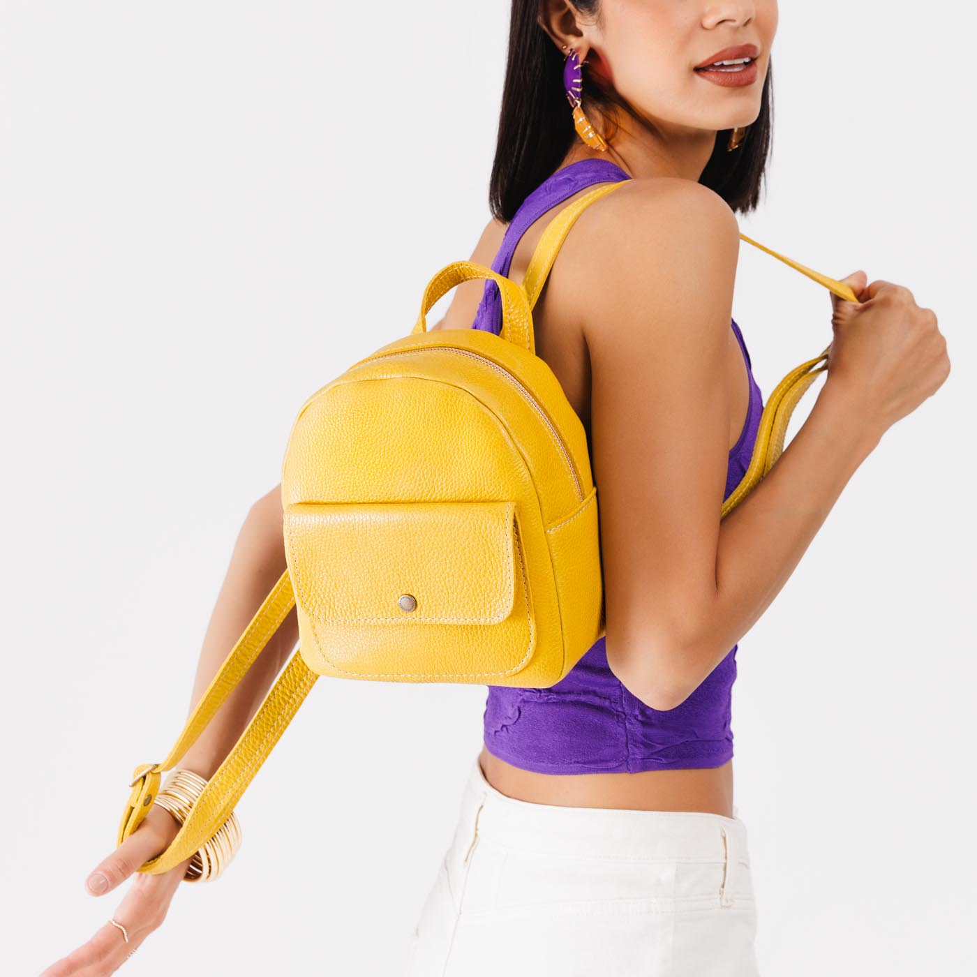 Naples | Small zip backpack with snap front pocket