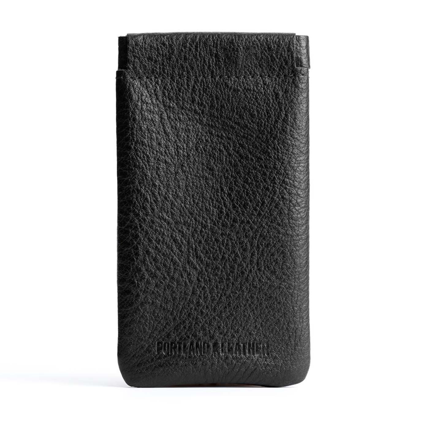 Pebbled--black | Leather glasses case with hidden metal spring closure