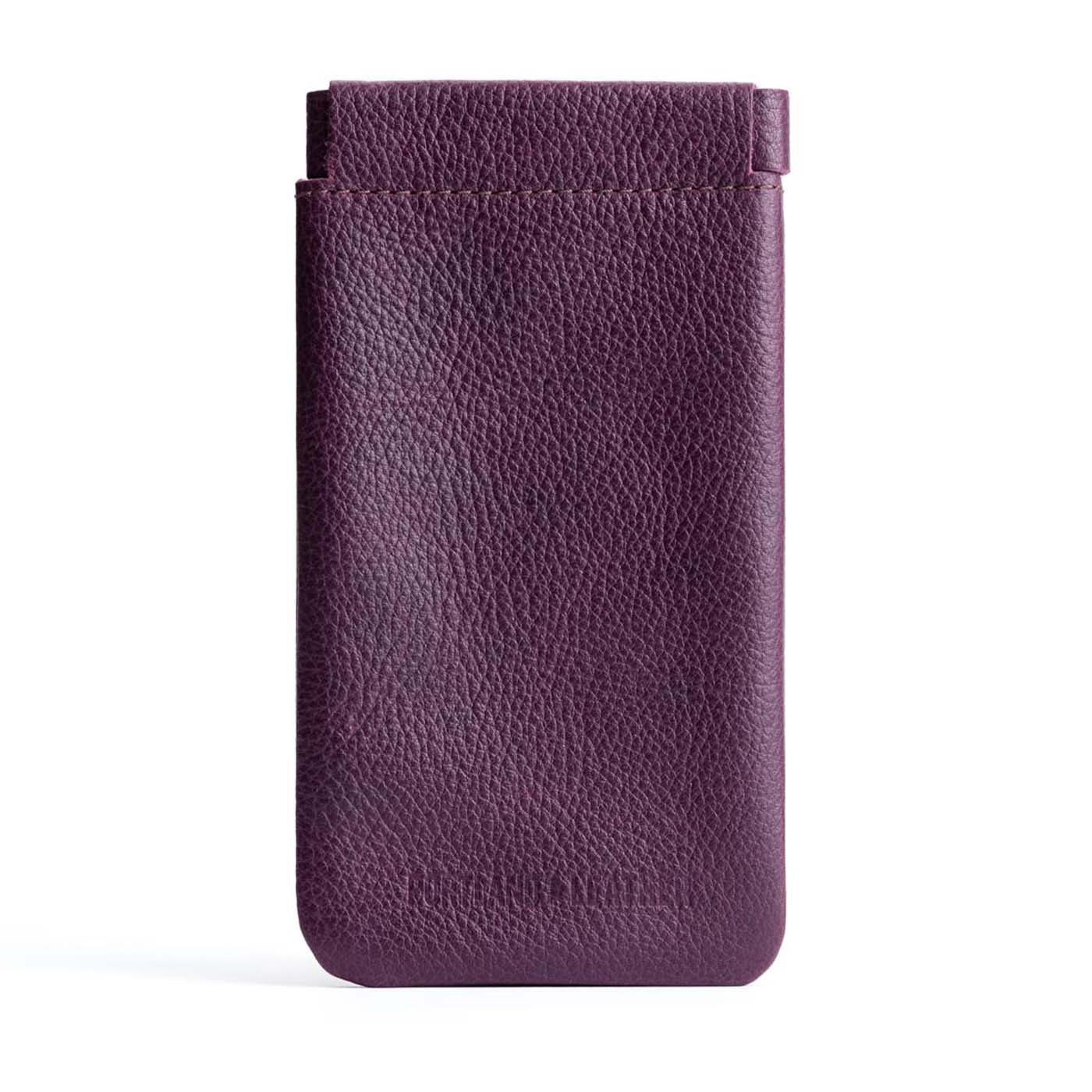 Plum | Leather glasses case with hidden metal spring closure