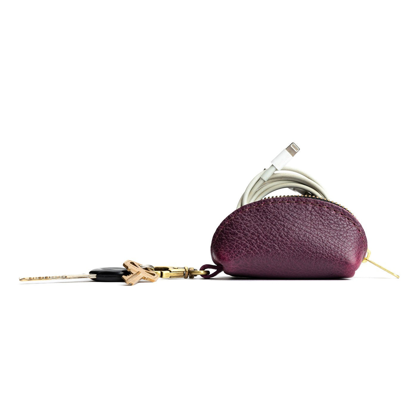 All Color: Plum | Small taco shaped pouch, swivel lobster clasp