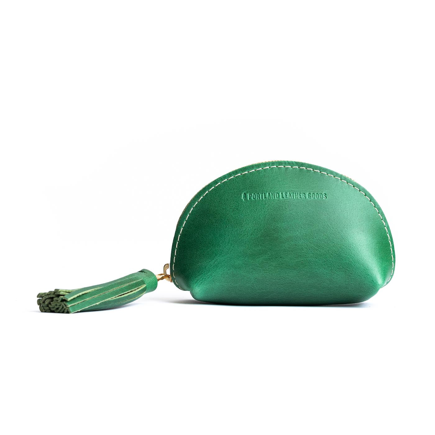 All Color: Cowboy Mint | Small leather zippered pouch with tassel