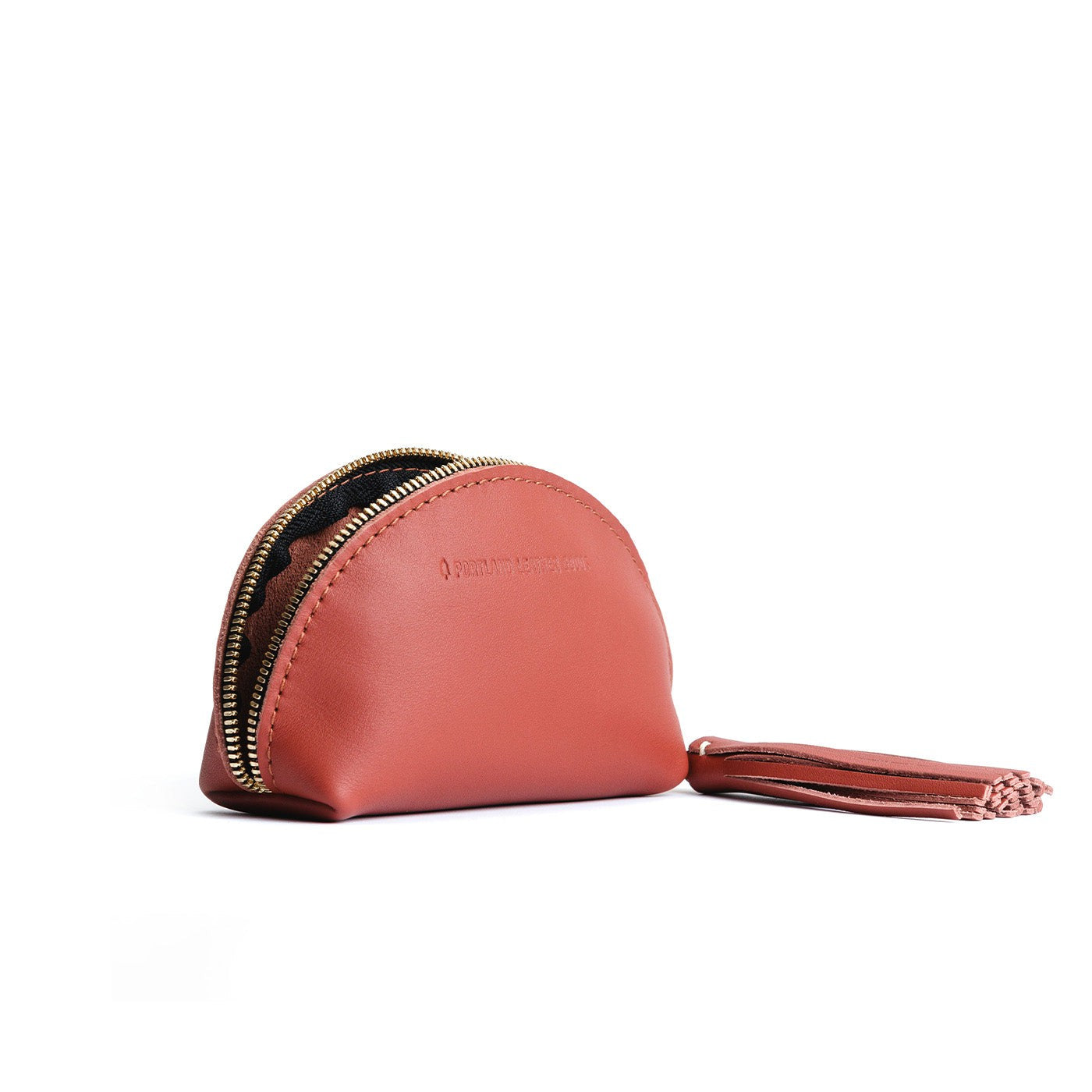 All Color: Hot Pot | Small leather zippered pouch with tassel