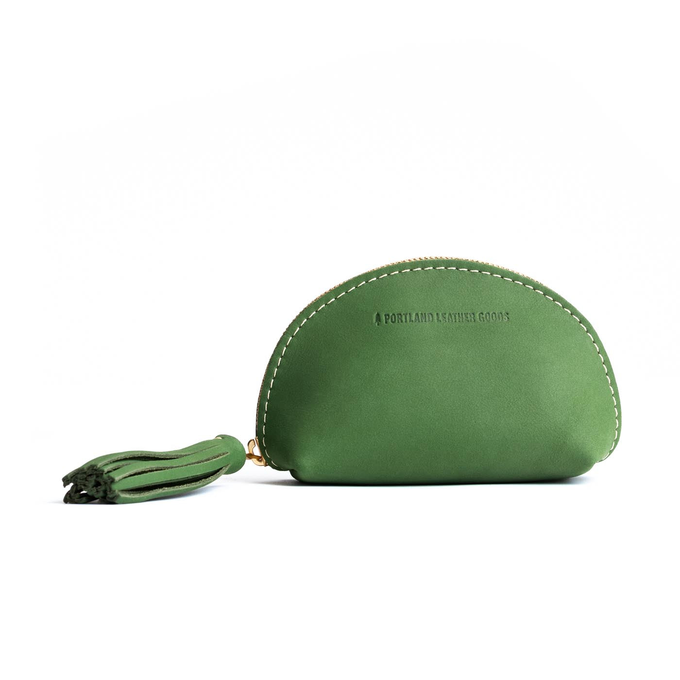 All Color: Succulent | Small leather zippered pouch with tassel