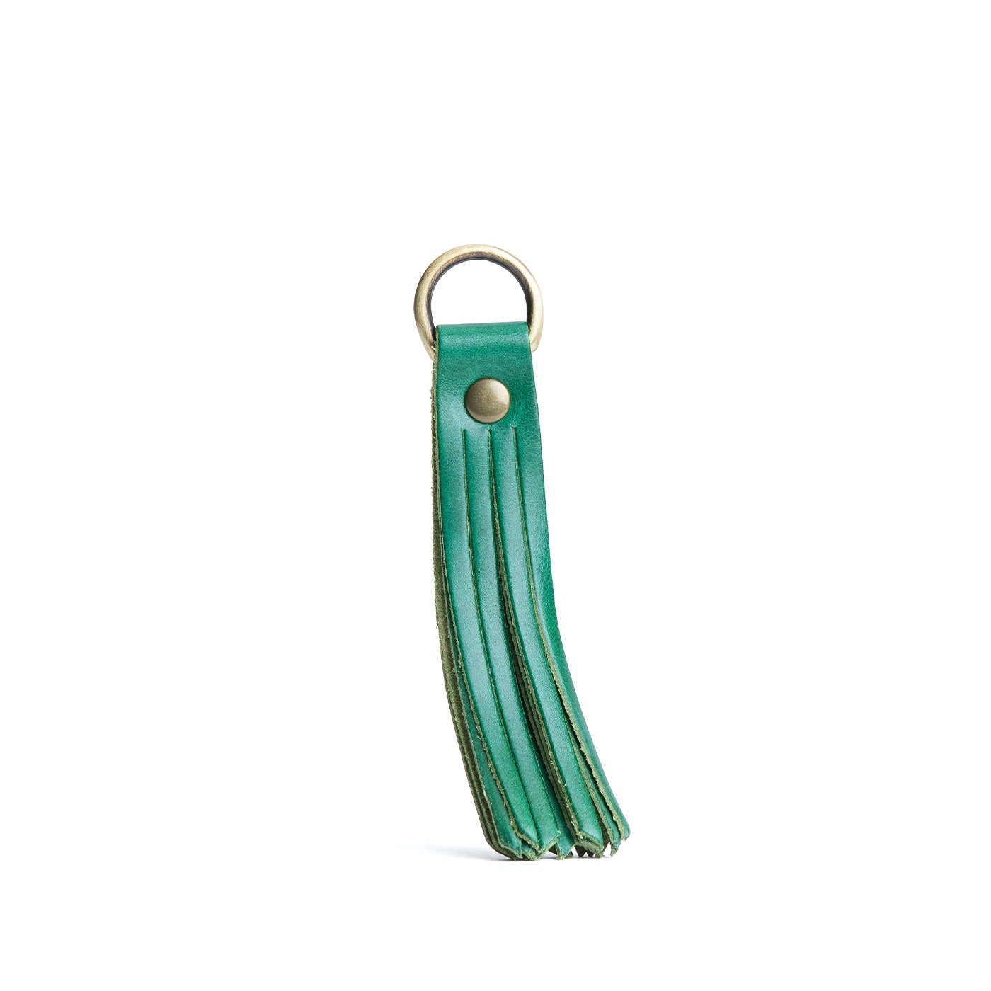 Cowboy Mint*Large | slim leather tassel with brass ring