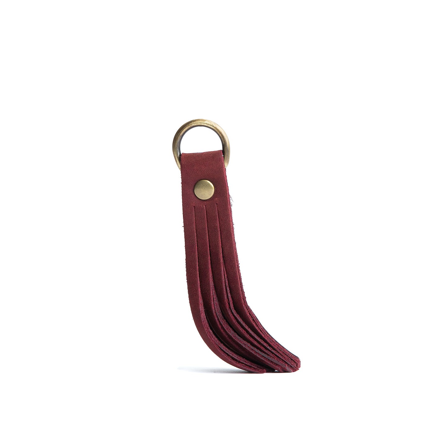 Merlot Large | slim leather tassel with brass ring