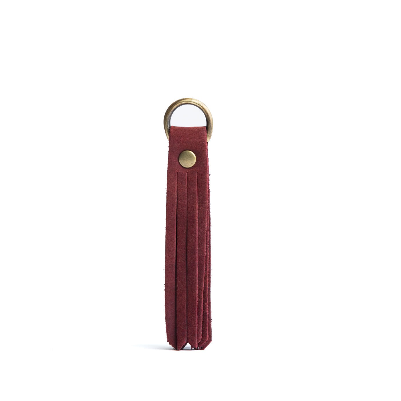 Merlot*Large | slim leather tassel with brass ring