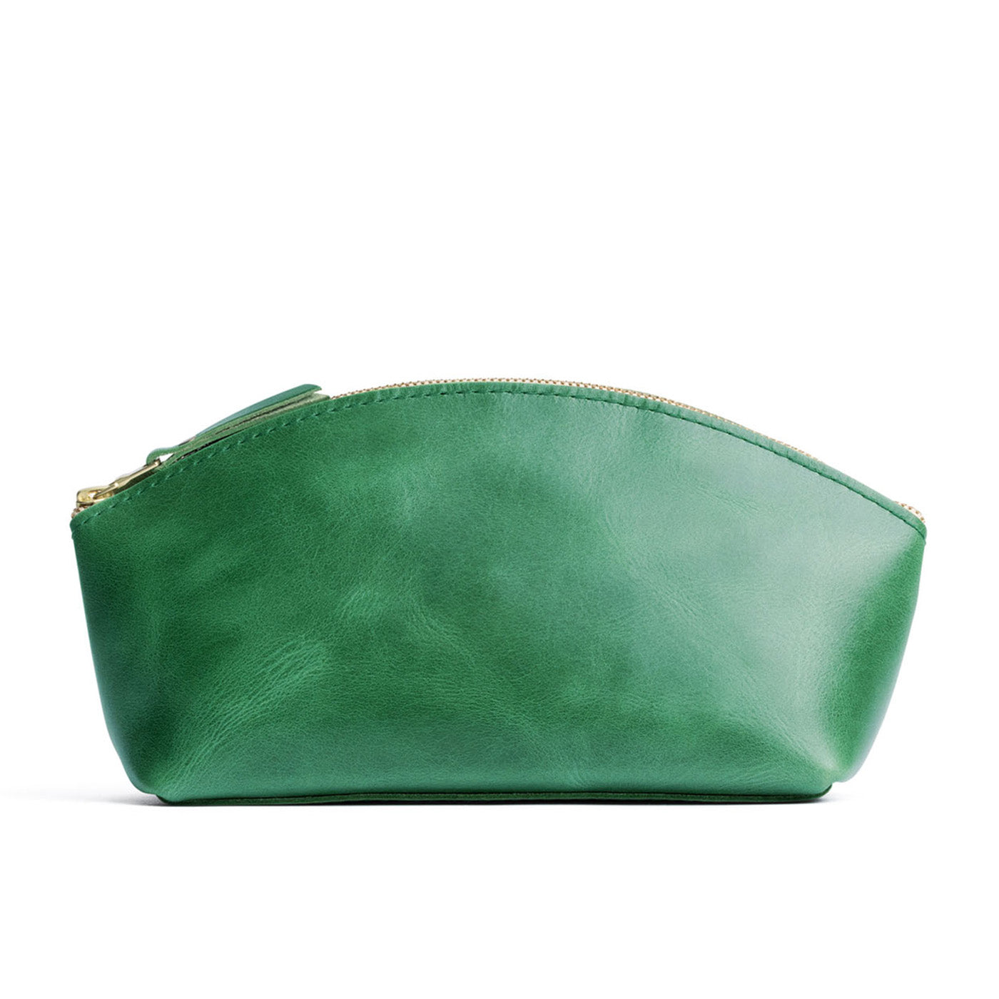 Cowboy Mint*Total Eclipse | Spacious leather makeup bag with curved seams and top zipper