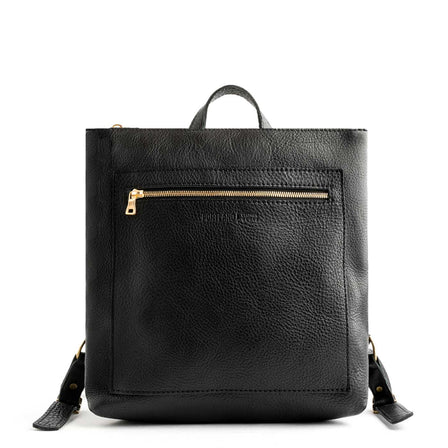 All Color: Pebbled--black | Square slim leather tote backpack