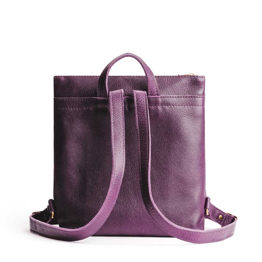 All Color: Plum | Square slim leather tote backpack