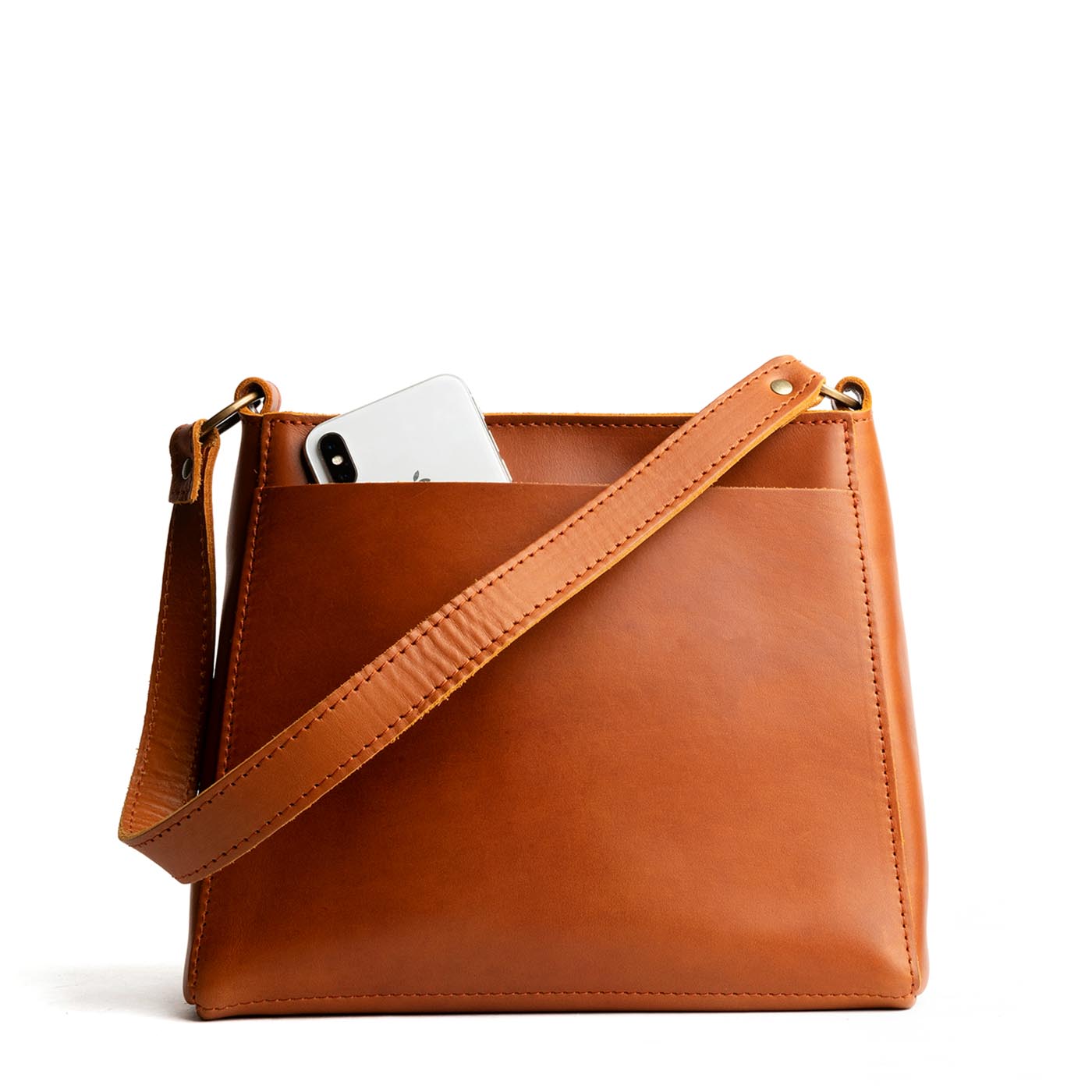 Honey | Triangular shoulder bag with antiqued brass finished hardware