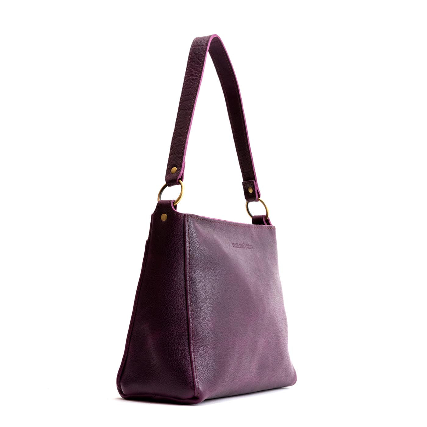 Plum | Triangular shoulder bag with antiqued brass finished hardware