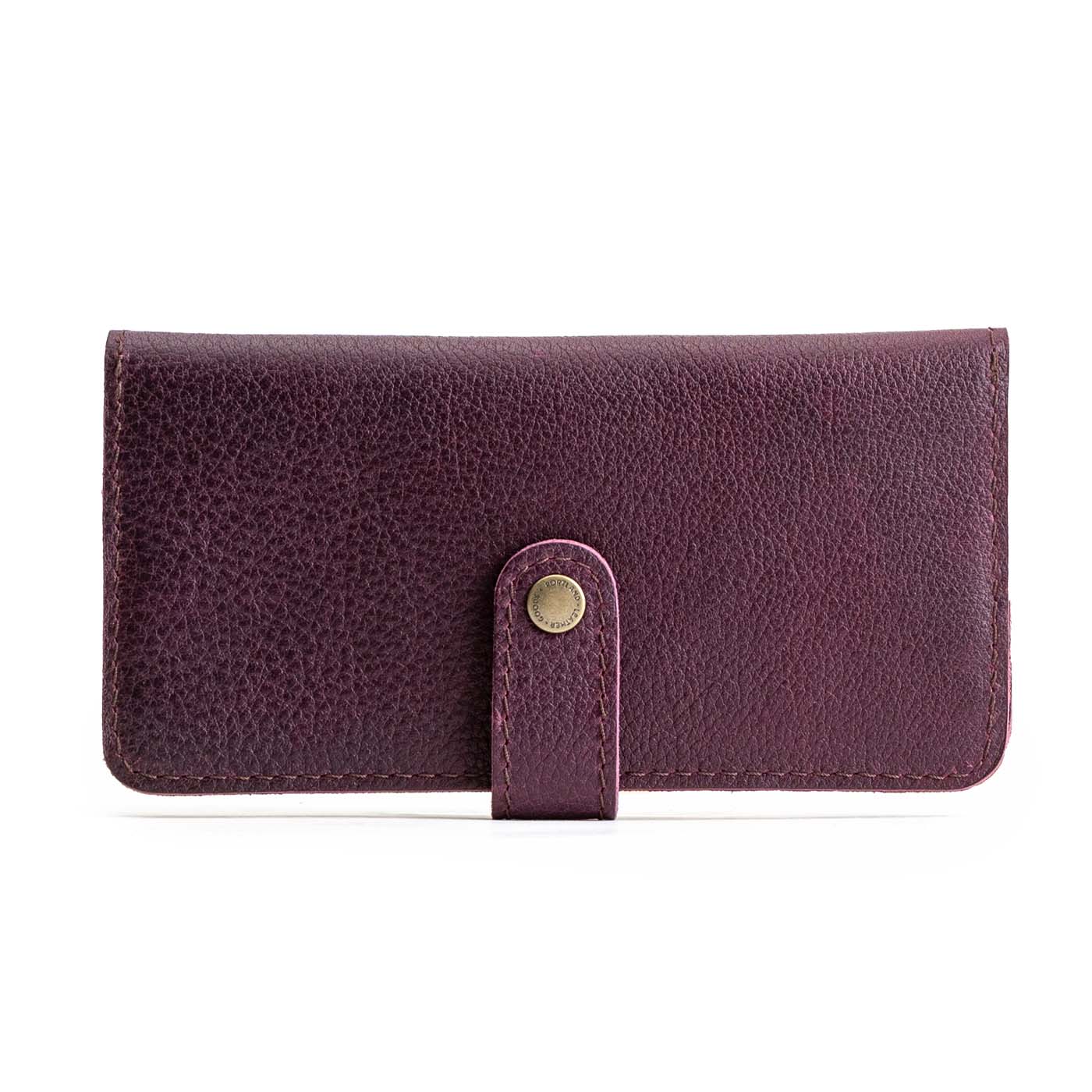 Plum | Leather wallet with snap closed