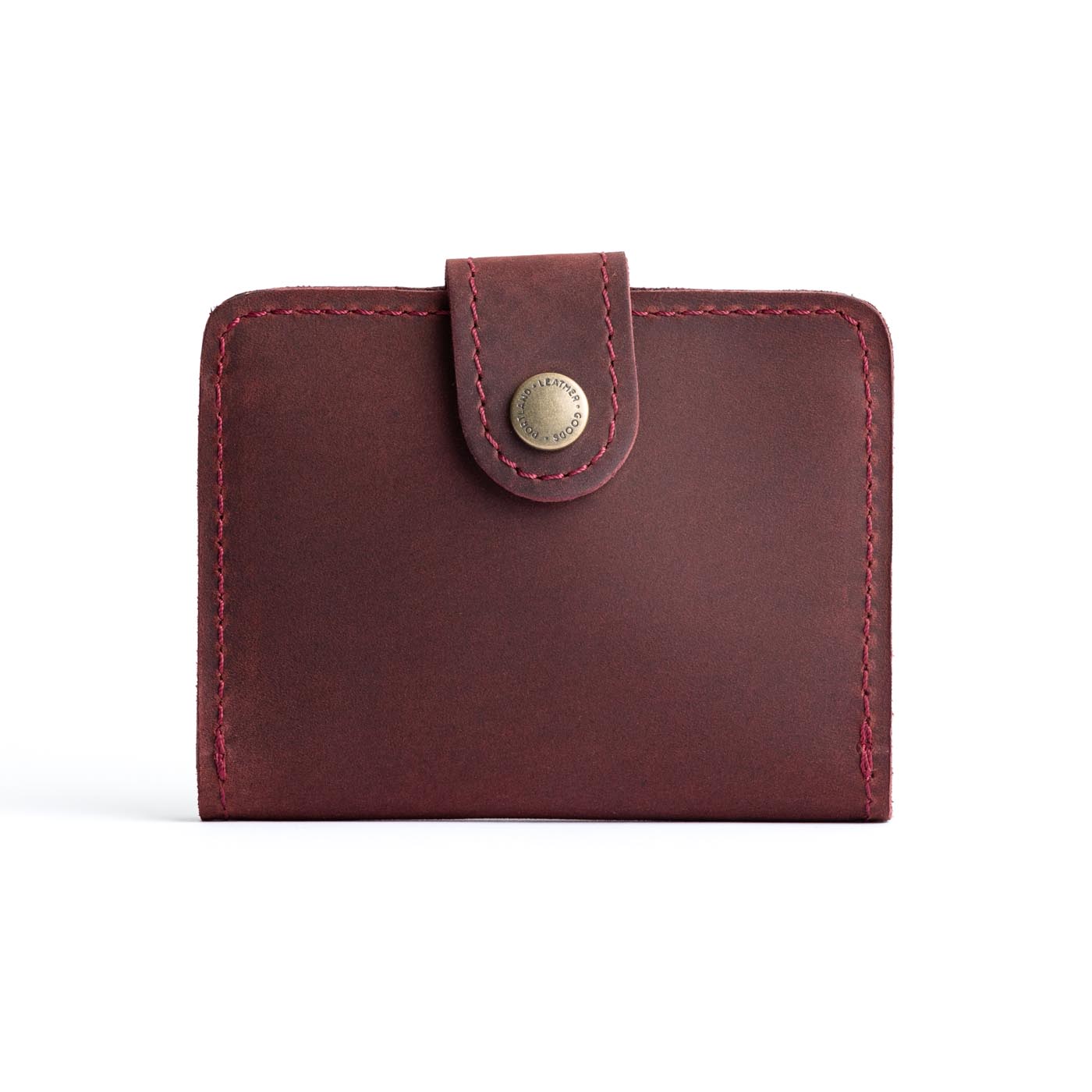 Merlot | Small leather wallet with snap closed