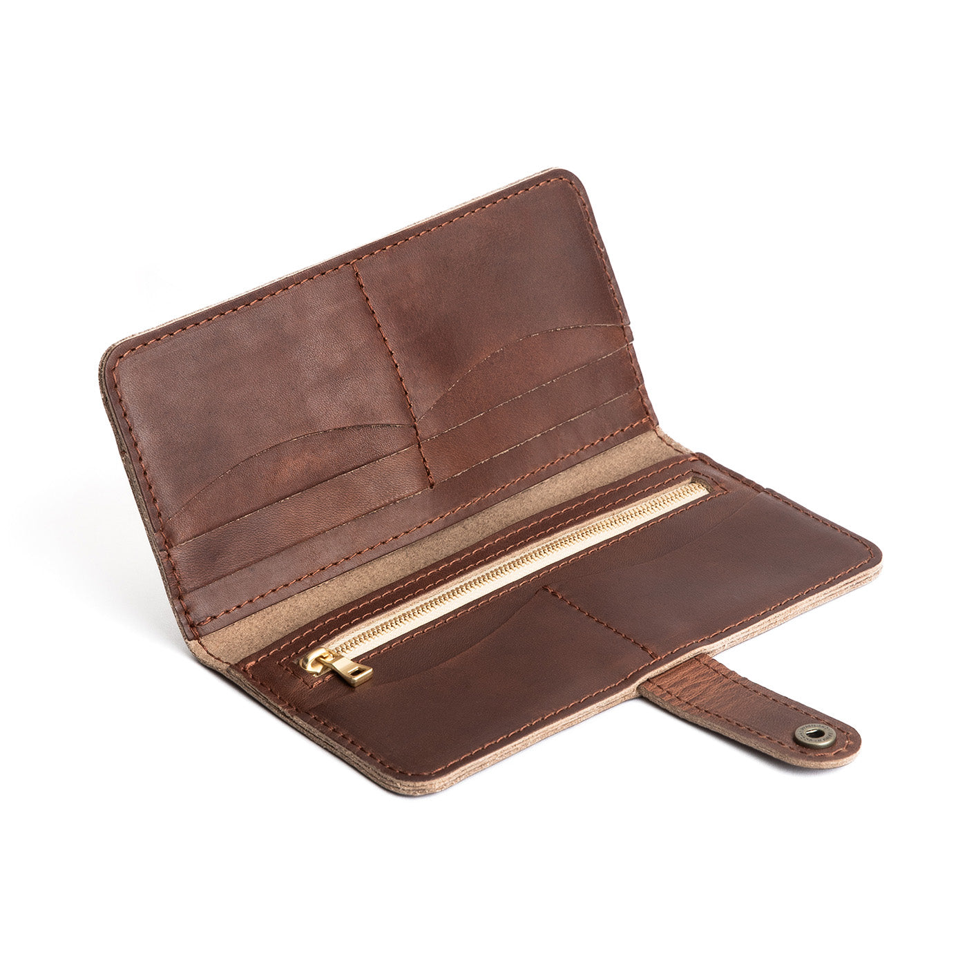 English Tan | Leather wallet with snap open