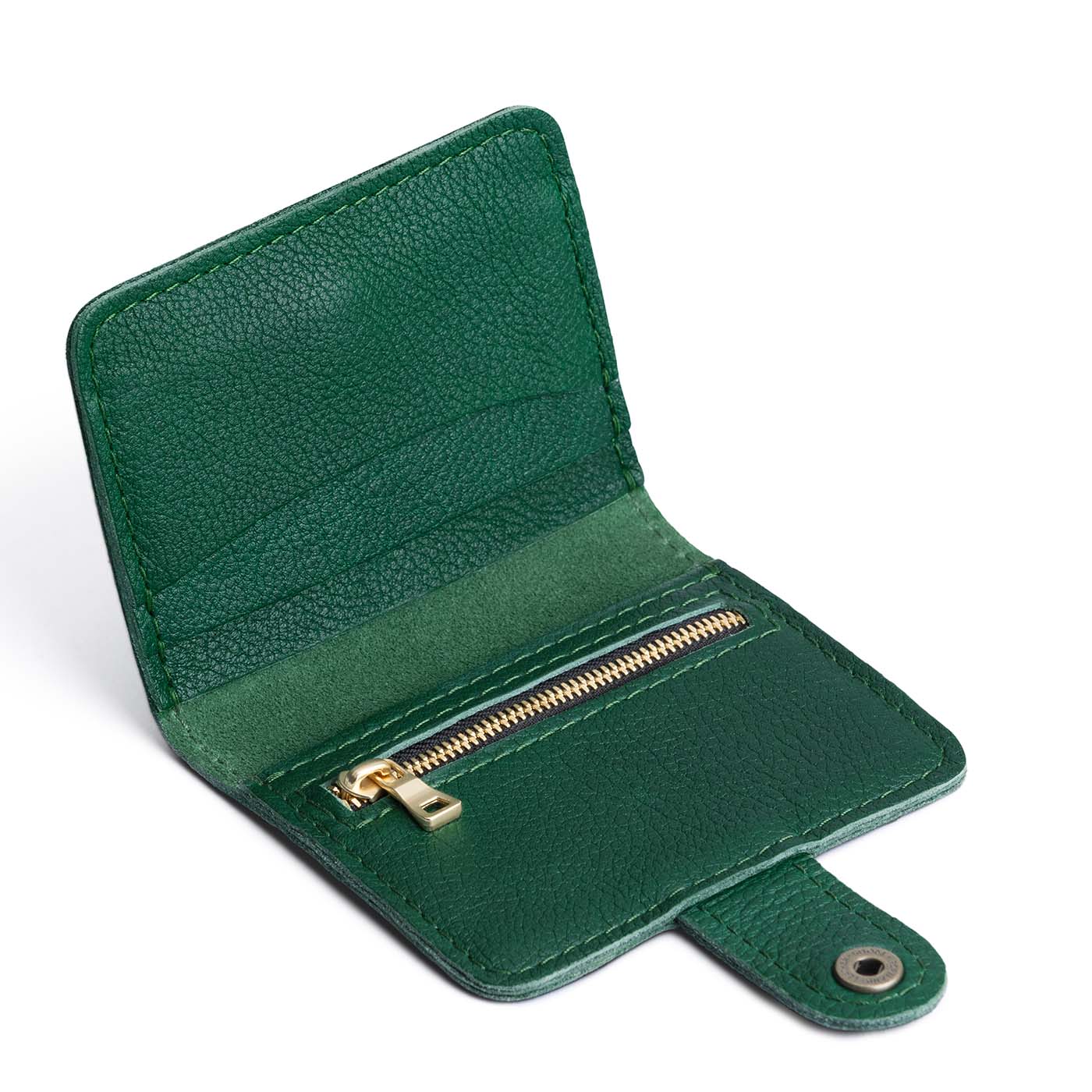 Bacalar | Small leather wallet with snap open