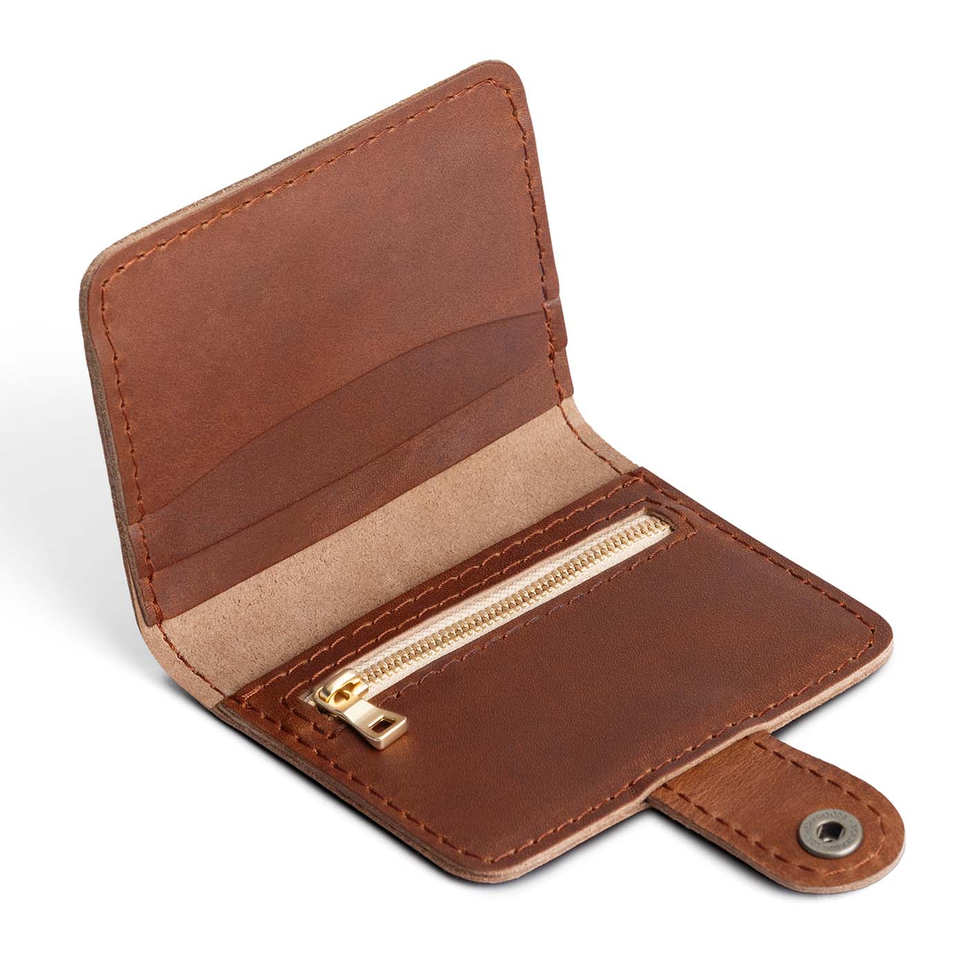 English Tan | Small leather wallet with snap open