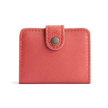 Watermelon | Small leather bifold wallet with snap closed