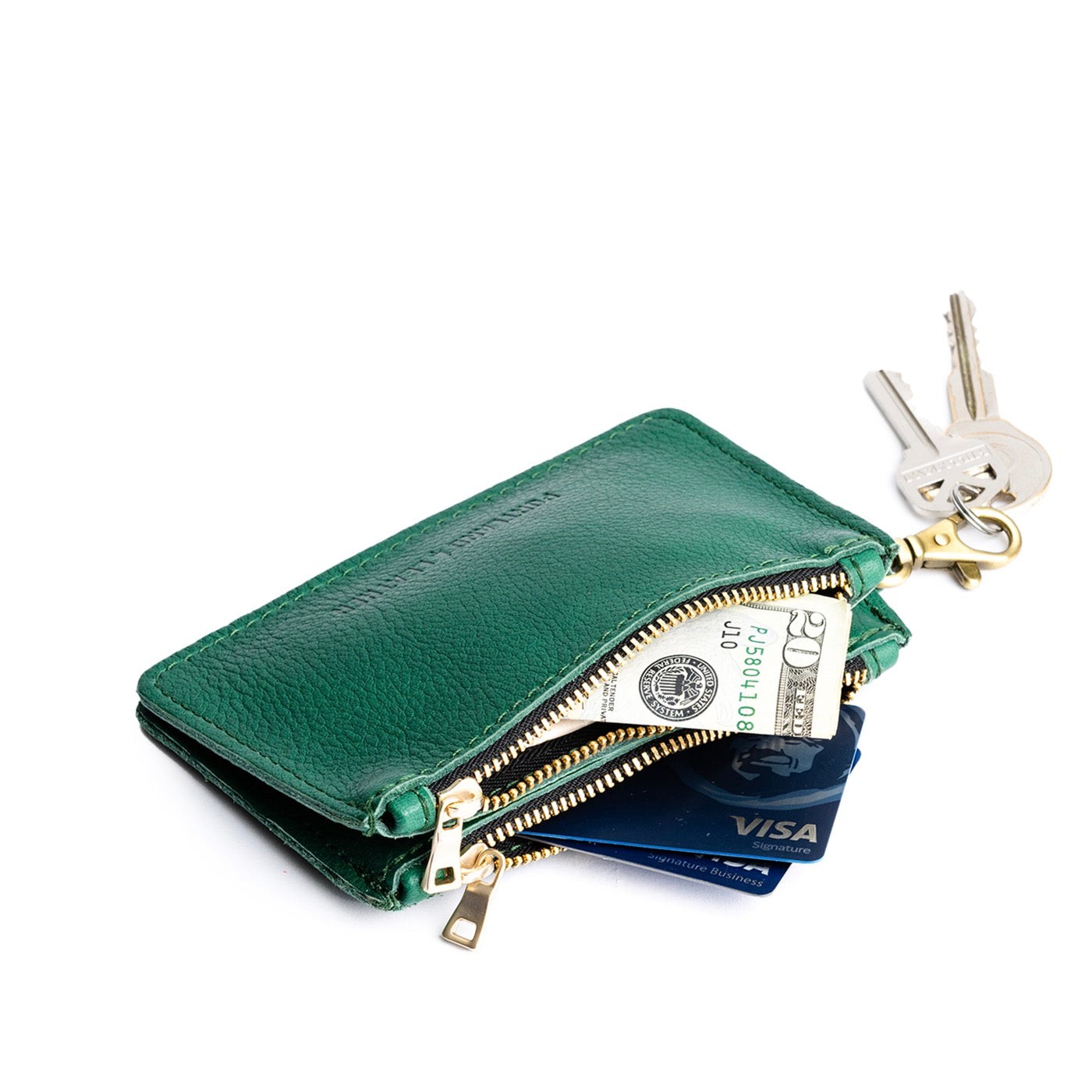 Bacalar | Leather double zip wallet with keychain clasp