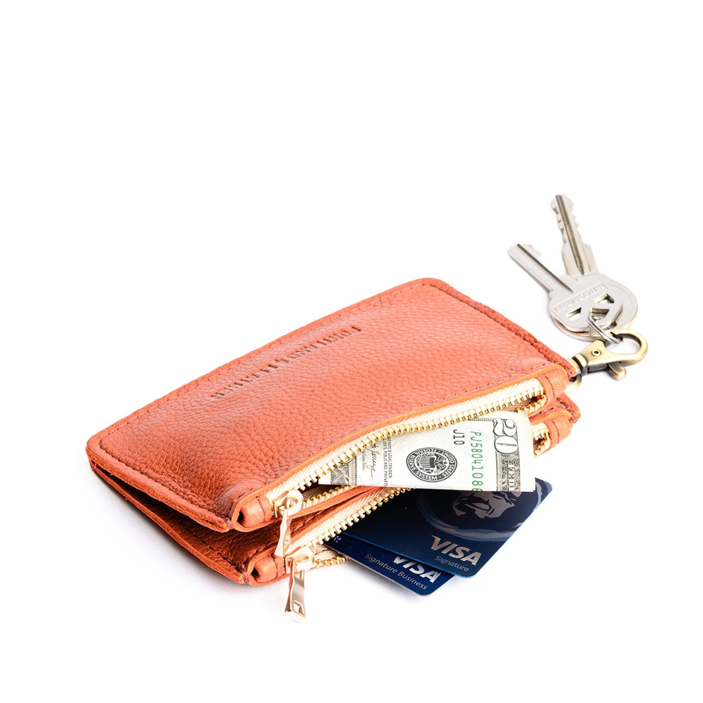 Koi | Leather double zip wallet with keychain clasp