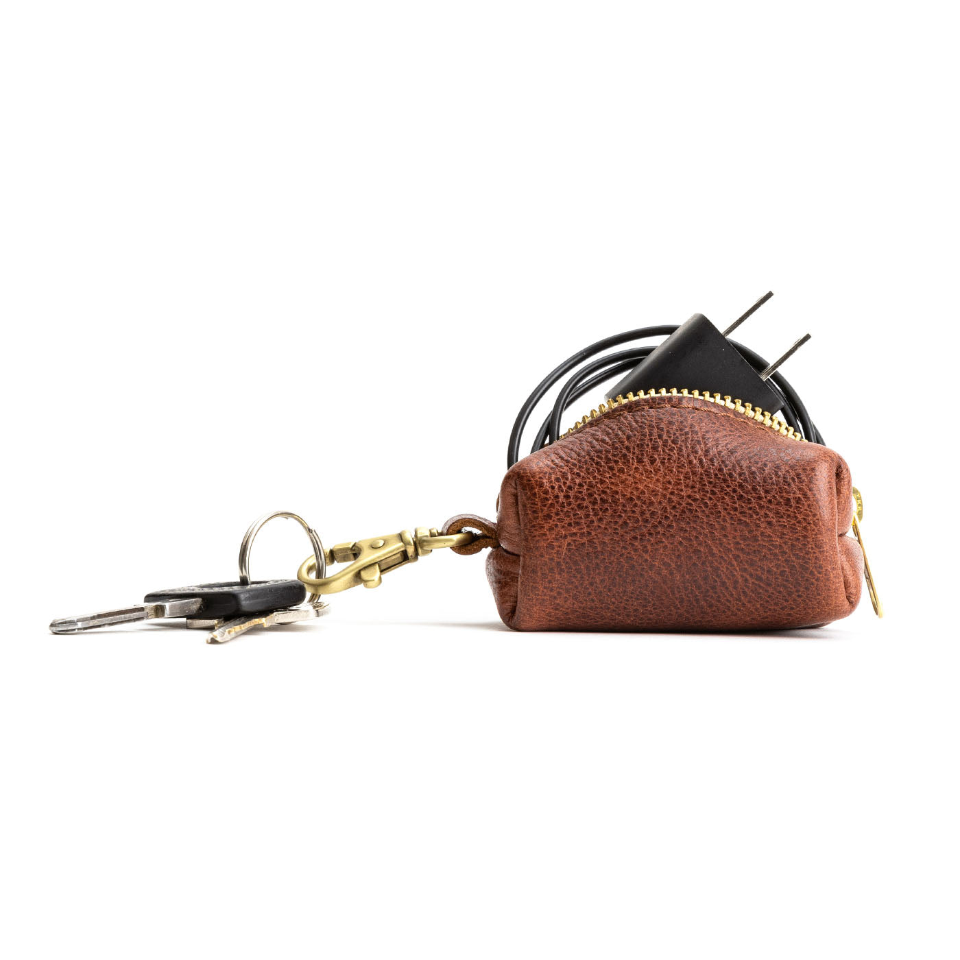 All Color: Nutmeg | Leather small keychain pouch