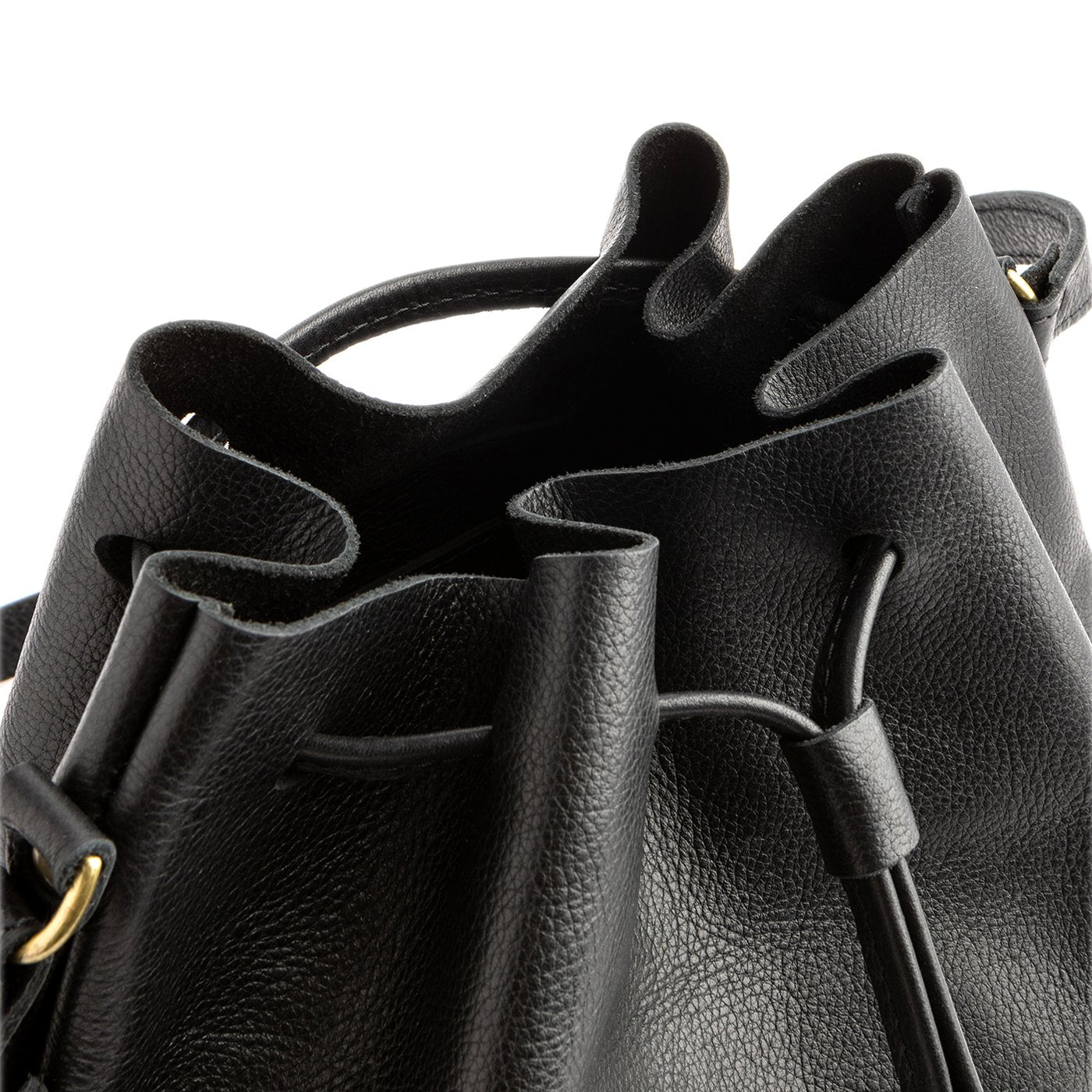 Pebbled--black | Slouchy crossbody bag with drawstring closure