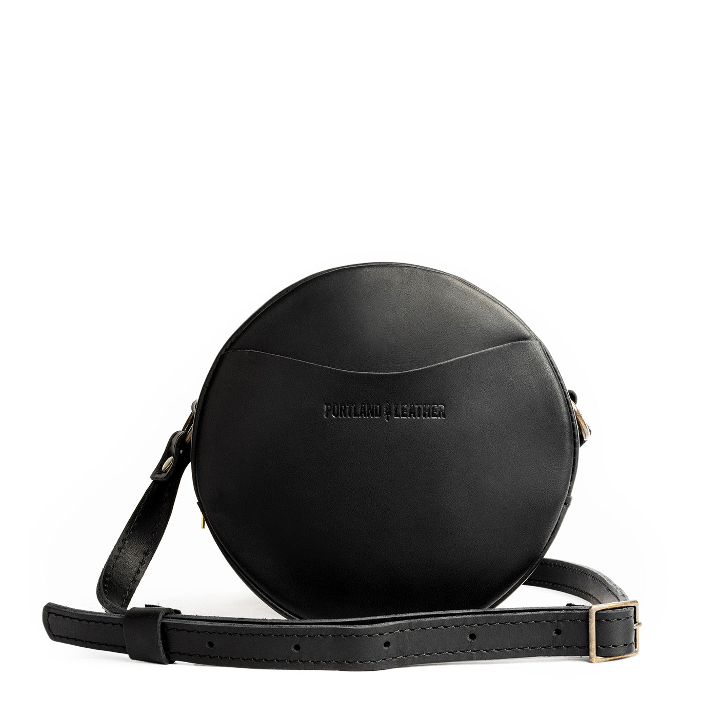 Black Small | Circle shaped crossbody bag with top zipper