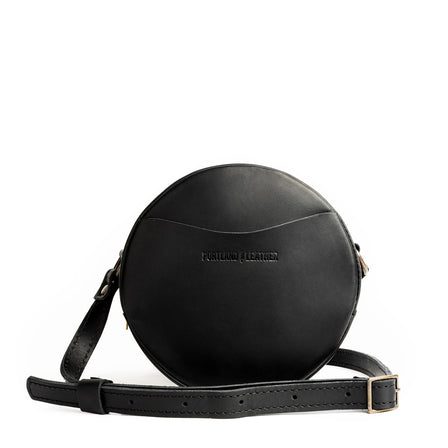 Black*Large | Circle shaped crossbody bag with top zipper