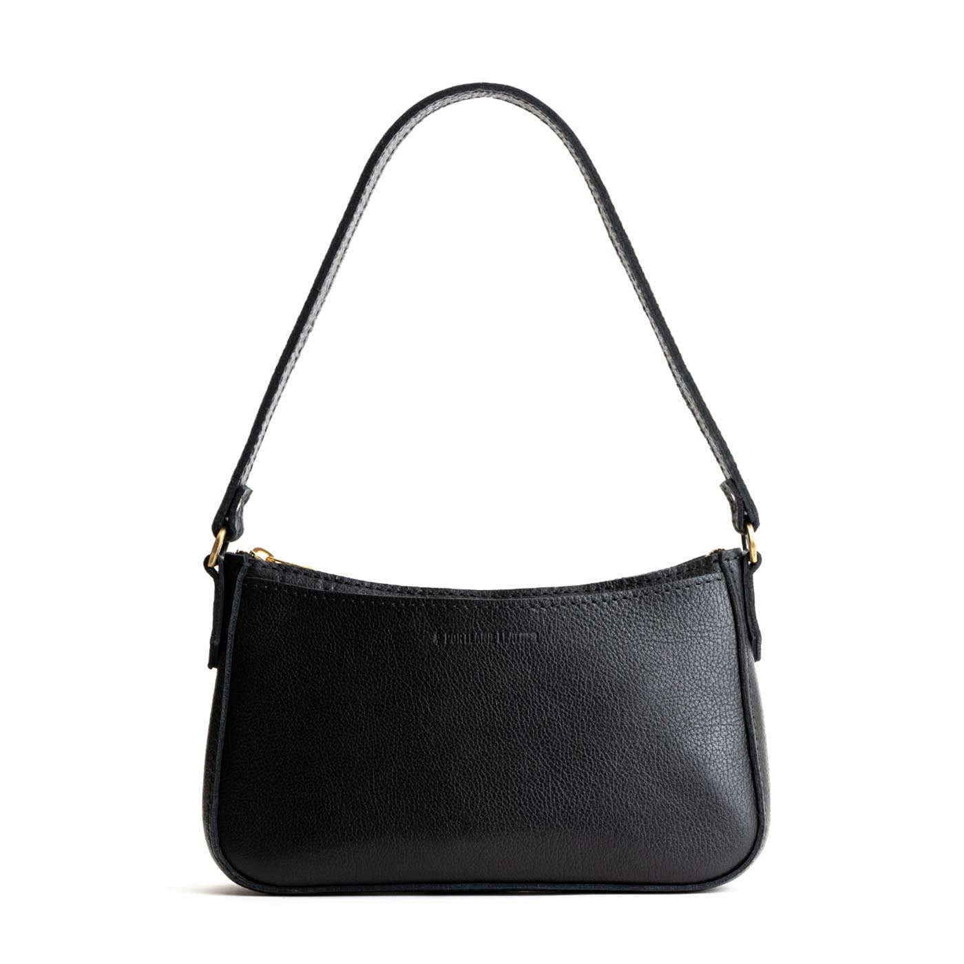  Pebbled--black | Petite bean shaped shoulder bag with a zipper closure