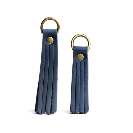 All Color: Deep Water | slim leather tassel with brass ring