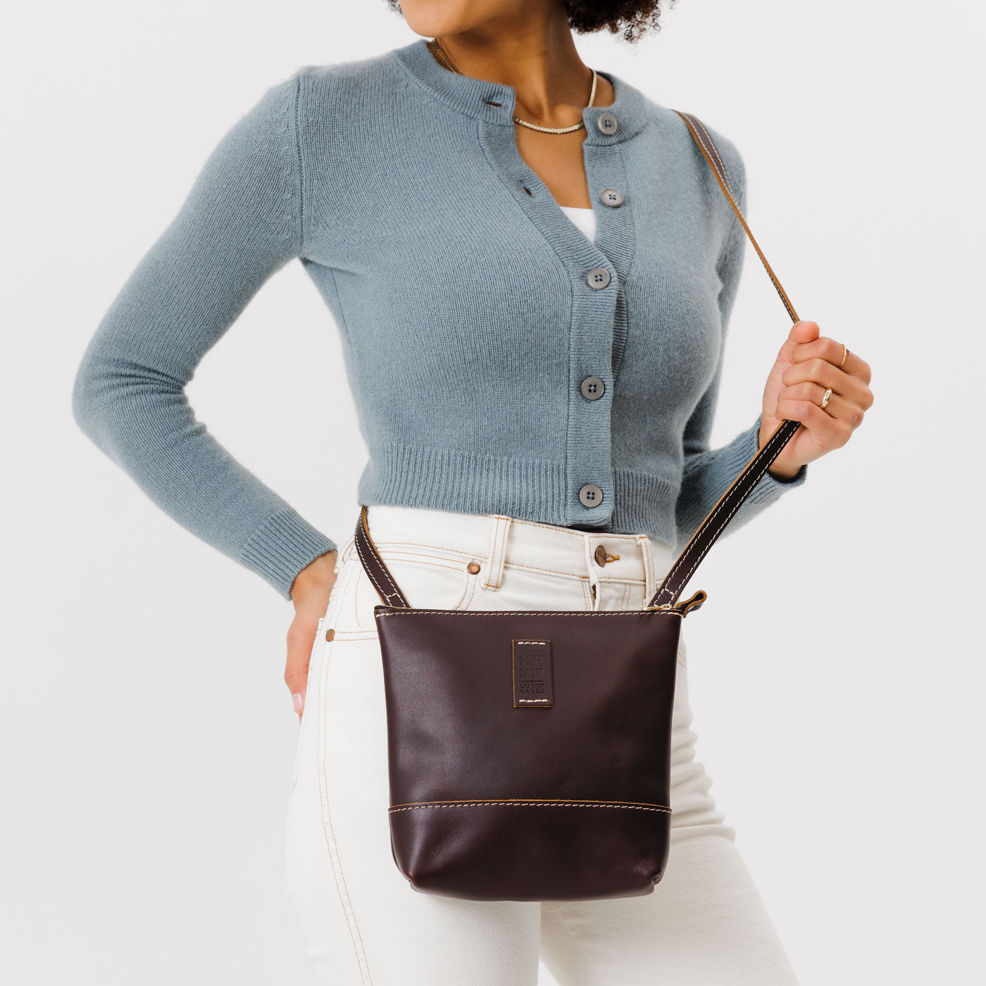  Grizzly  | Small rectangular crossbody purse with top zipper and interior pocket