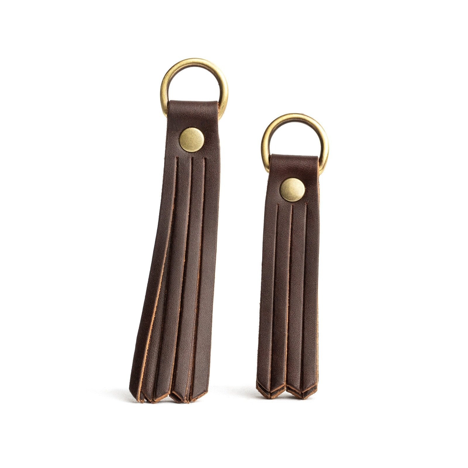 All Color: Grizzly | slim leather tassel with brass ring