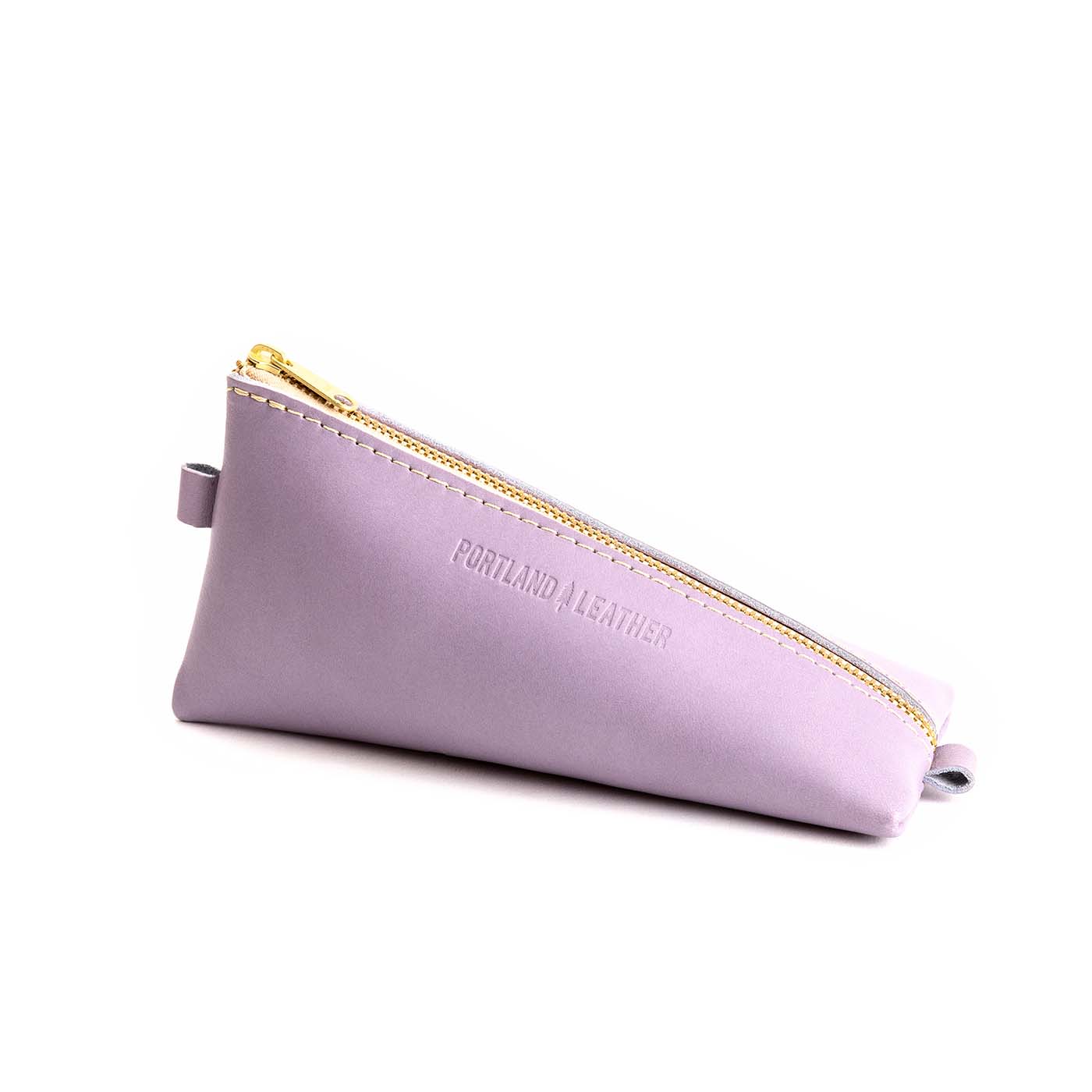 All Color: Lavender | Small leather triangular zip pouch