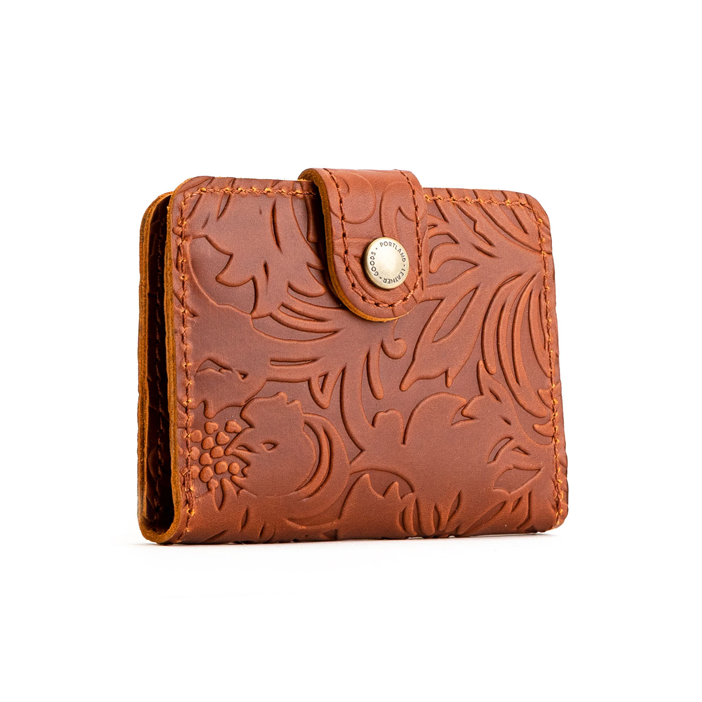 Meadow | Small leather bifold wallet with snap closed