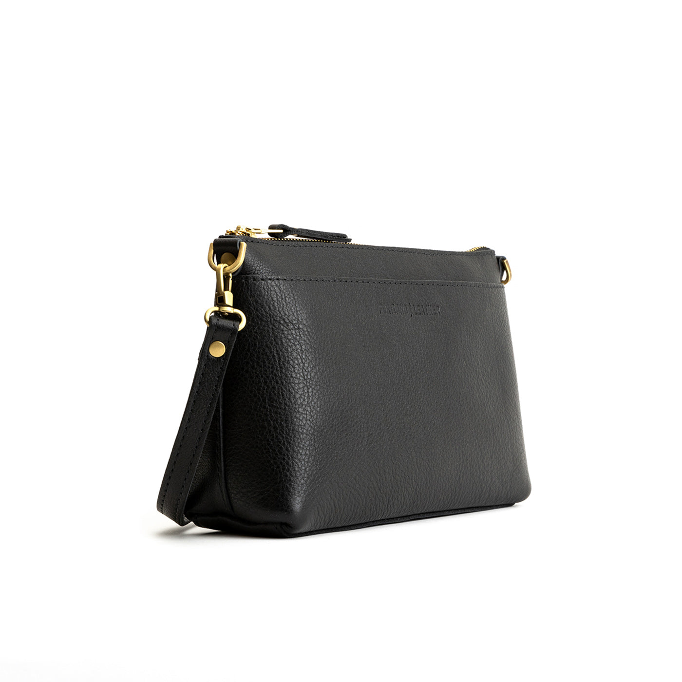  Pebbled--black | Zip top petite crossbody bag with detachable strap