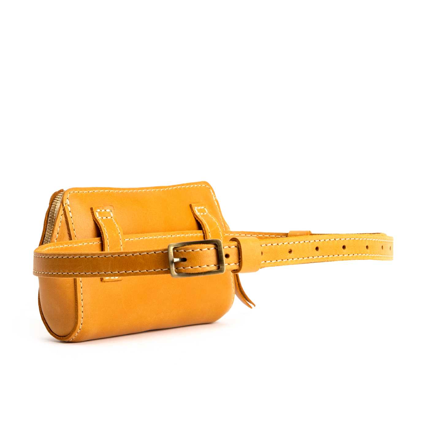  Sunflower | Back of petite bag with top zipper closure and adjustable belt strap