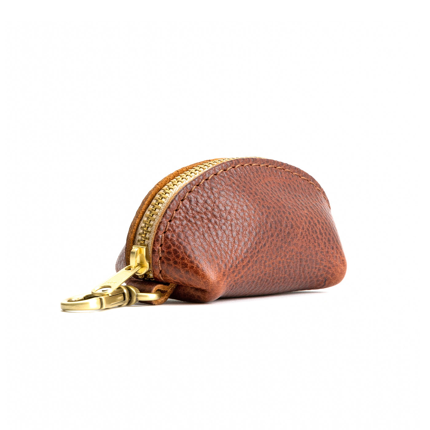 All Color: Nutmeg | Small taco shaped pouch, swivel lobster clasp