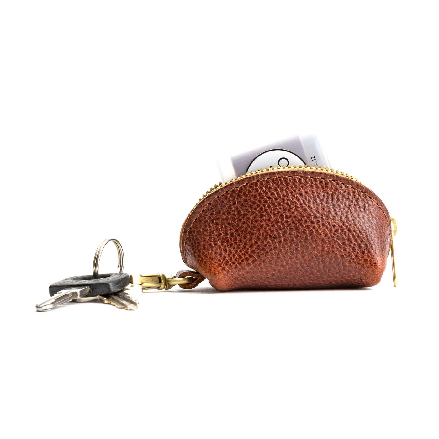 All Color: Nutmeg | Small taco shaped pouch, swivel lobster clasp