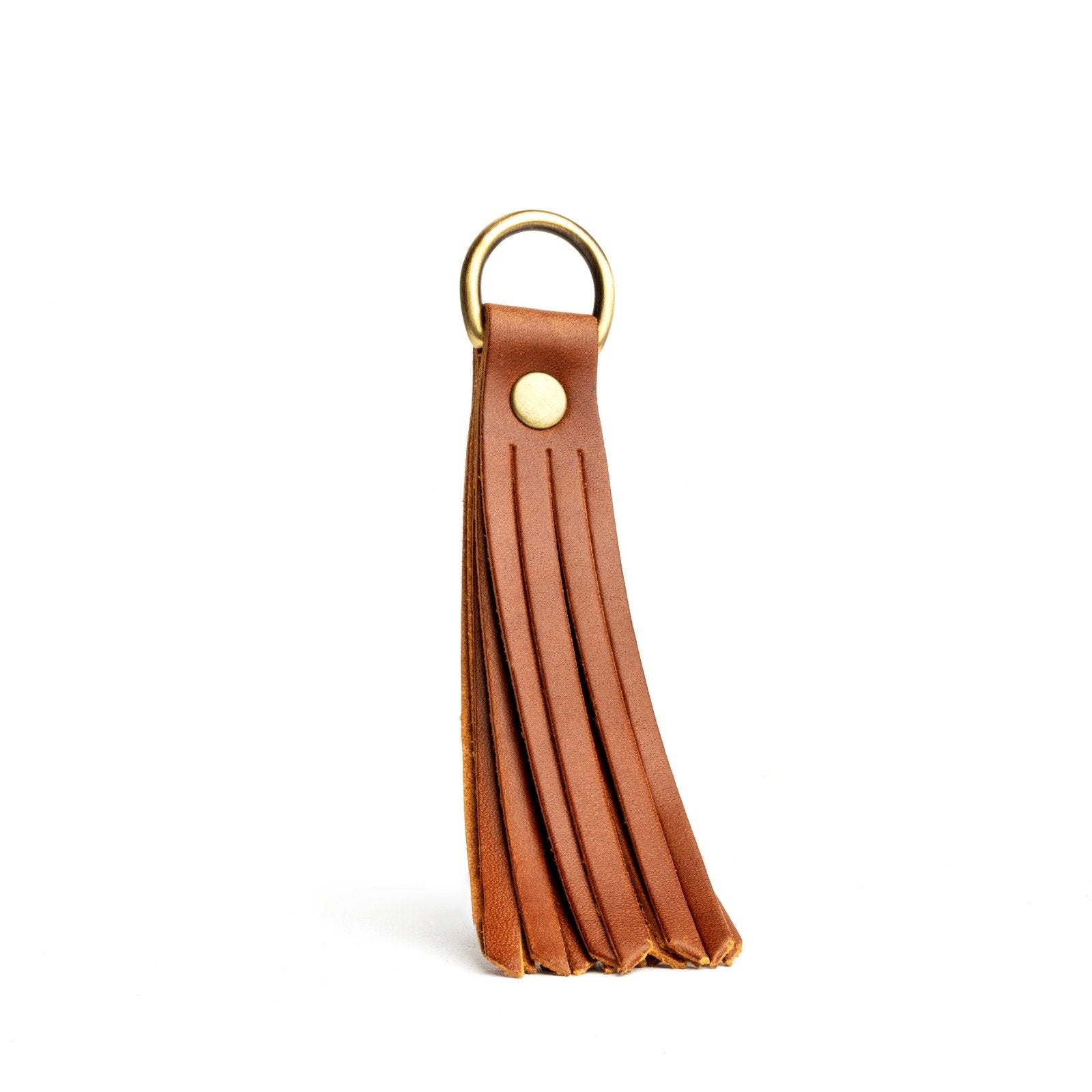 Honey Large | slim leather tassel with brass ring